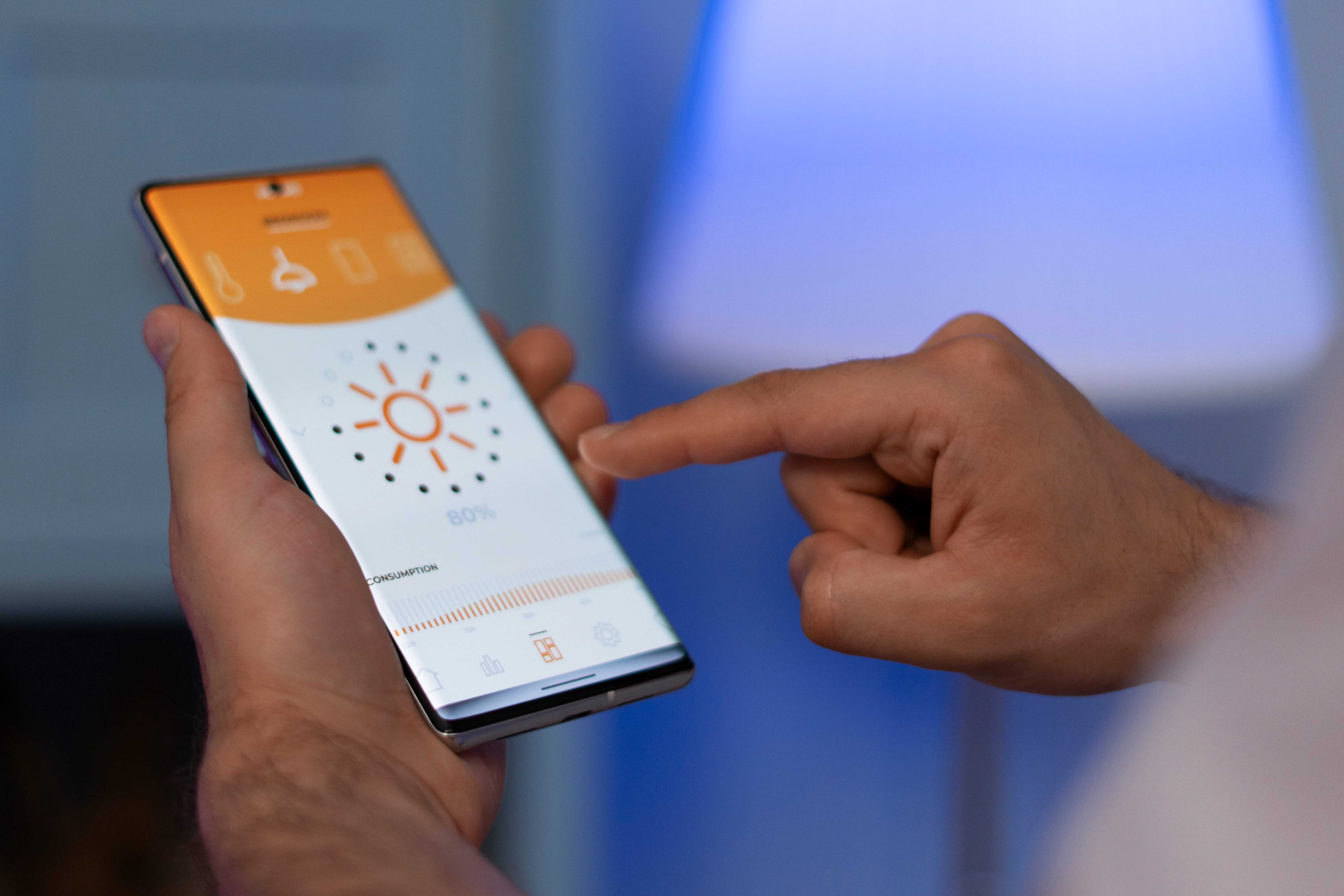 Smartphone showing a product app interface