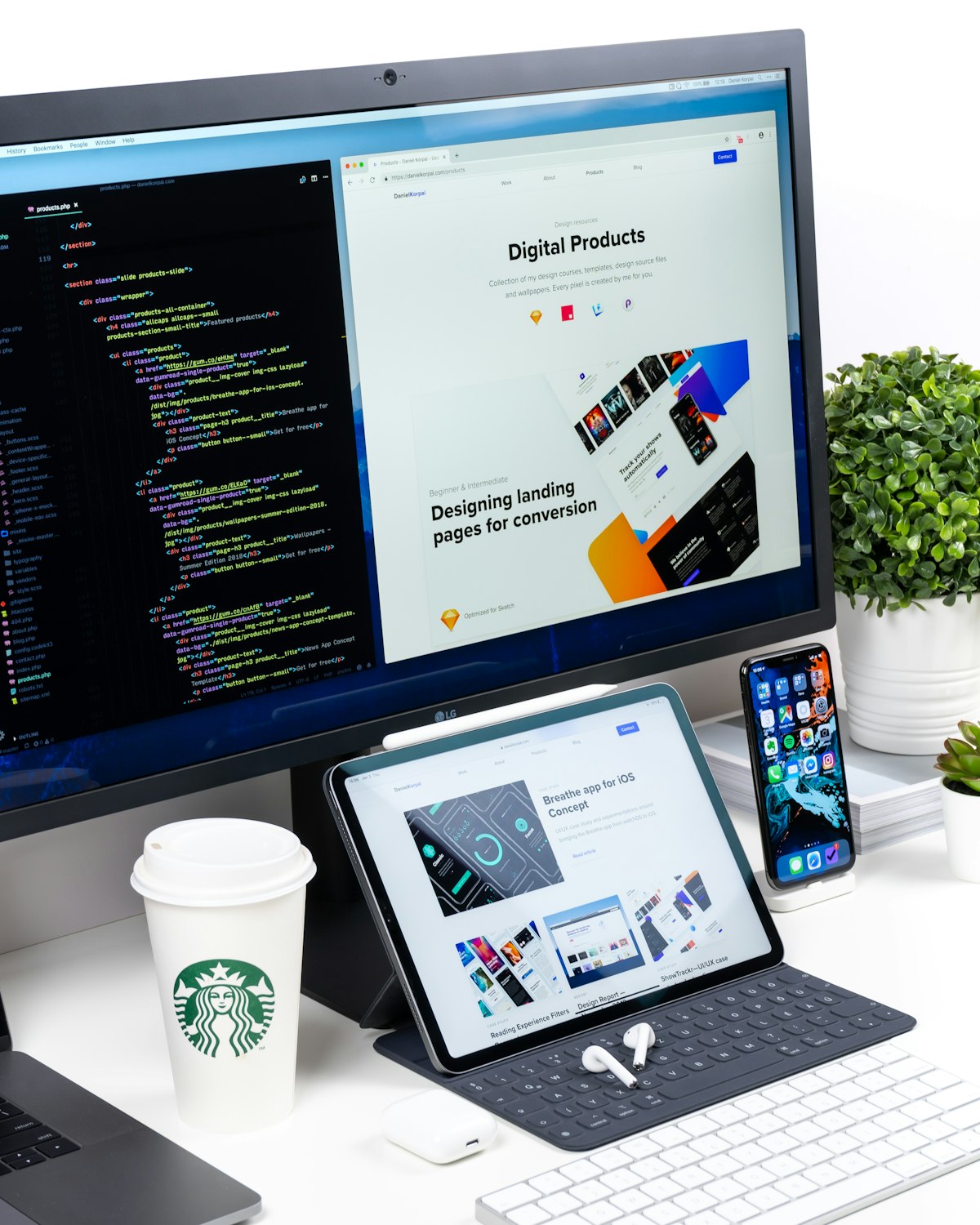 Product interface on a laptop